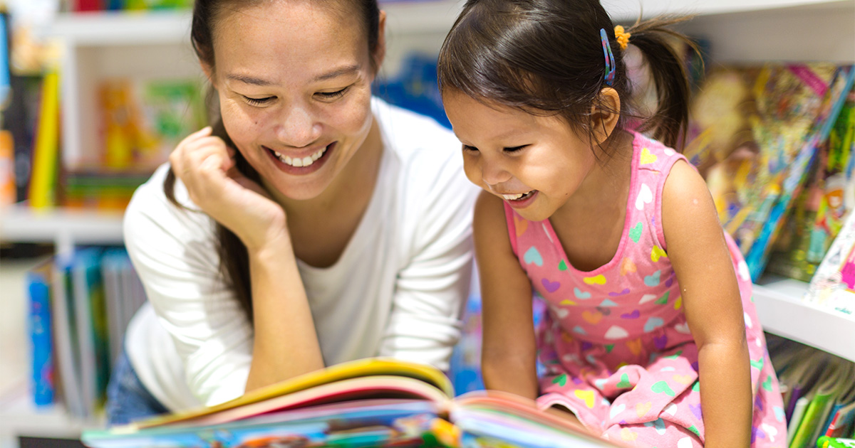 mom and daughter reading